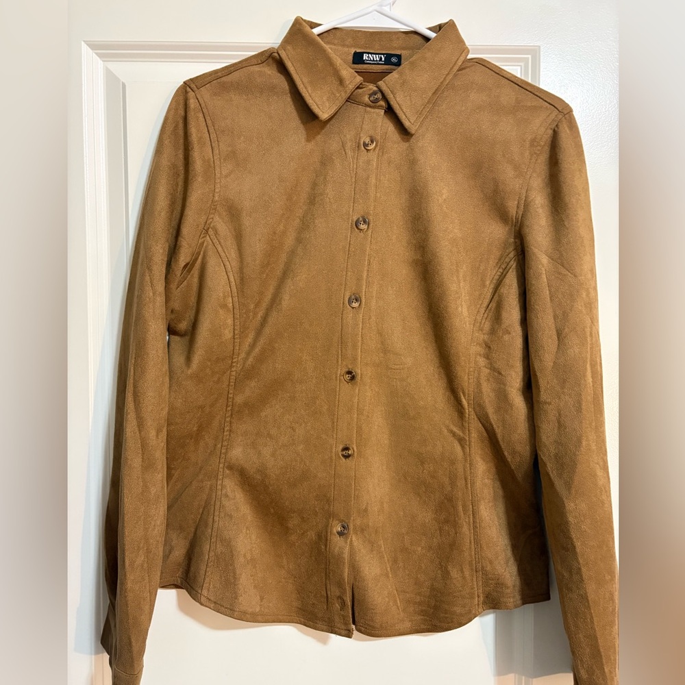 Envy Tan Faux Suede Button-Up Shirt